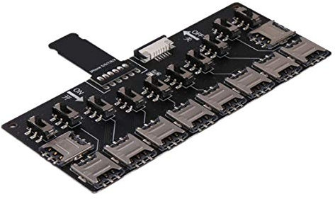 Vrttlkkfe Adattatore per scheda SIM con 10 slot per lettore di schede multi-SIM con interruttore di controllo indipendente per /6/7/8/X