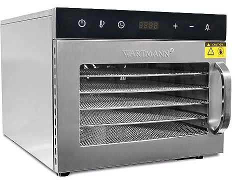 Wartmann WM-2206 DH Déshydrateur automatique en acier inoxydable – Déshydrateur compact avec 6 grilles de déshydratation en acier inoxydable sans BPA