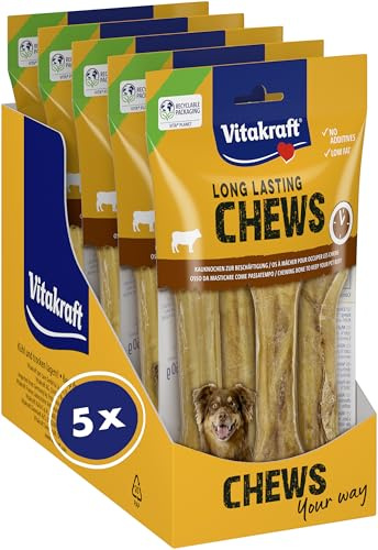 VITAKRAFT- Long Lasting Chews, Os Préssés Pour Chiens En Peau De Bœuf, Pour Une Occupation Intensive, 6Os (1X 360G)