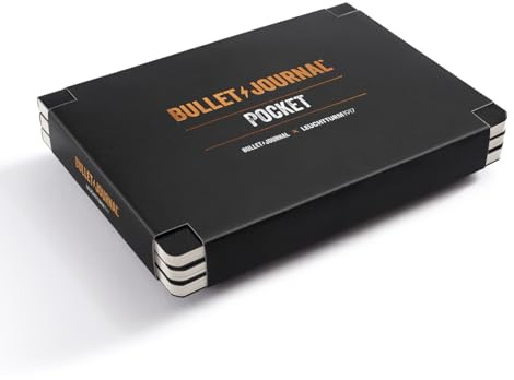 LEUCHTTURM1917 371123 Bullet Journal Pocket, 14,3x10,3 cm, 46 pagine numerate, Puntini, Nero, 3-Pz.