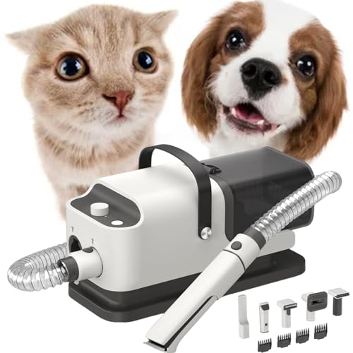 HCAUYNN Aspiratore per Peli di Cani E Gatti, Aspirapolvere per Toelettatura Animali Domestici, Contenitore per La Polvere di Grande capacità da 1,8 Litri, Rumore di Funzionamento Minimo ≤65 Db