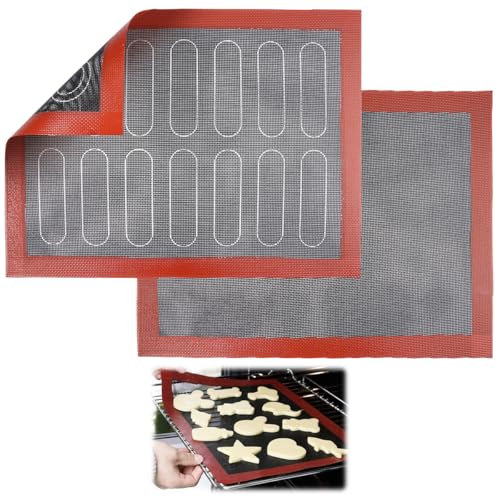 2pcs Tappetino Microforato per Forno, 30 X 40 CM Tappetino Forno Riutilizzabile Silicone, Tappetino per Forno Antiaderente, Resistente Al Calore 230℃, Tappetini da Forno per Biscotti, Macaron, Pane