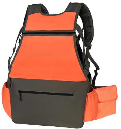 Shank Ming Upland Hunting Vest Backpack Adjustable Upland Bird Game Vest For Men Orange Hunting Vest for Outdoor Pheasant Hunting