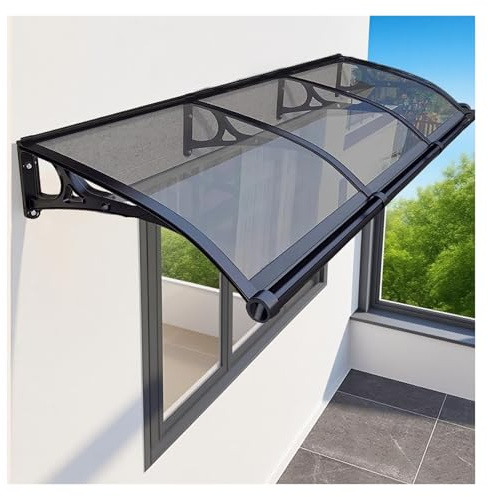 NOIRDA Auvent De Porte Extérieure, Auvent De Véranda avec Support en Aluminium, Drainage des Deux Côtés, Toit Marquise en Polycarbonate pour Protection UV, Pluie Et Neige(Gray,80x180cm/32x71in)