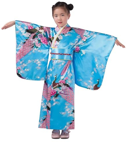 Generisk barnkimono | blomtryck kulturell rock klänning | Japansk för barn kostym – för 2–10 år gamla elever födelsedag, teaterföreställning, cosplay, evenemang, möte, fest
