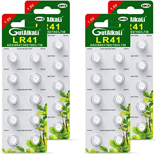 GutAlkaLi 40 Stück AG3 LR41 1.5V Alkaline Knopfzelle Batterien Ohne Quecksilber Knopfzellen