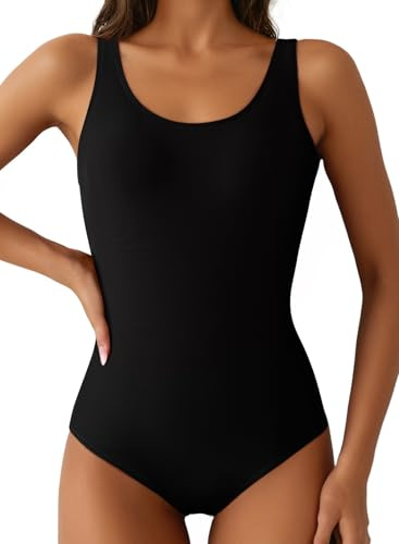 Aleumdr One Piece Swimsuits for Women Sexy Bandage Criss Cross Back Tummy Control Bathing Suits Sports Monokini Swimwear Black Medium