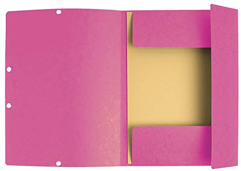 Exacompta 55407E Eckspannmappe Colorspan Karton 355 g/m², 24 x 32cm, für DIN A4, Gummizug, 3 Klappen, 1 Stück, Rosa