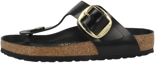 Birkenstock Damen Pantolette Gizeh Naturleder Lack normal Schwarz 37