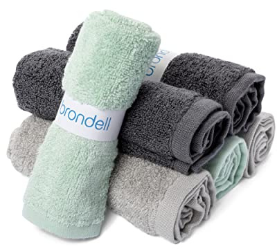 Brondell Ultra-Soft 100% Rayon Derived from Bamboo Bidet Towels for Bathrooms, Soft and Absorbent, Machine-Washable, Quick Dry, 9.85” x 9.85”, Includes Mesh Laundry Bag, Assorted Colors