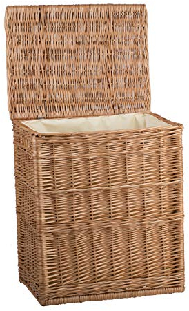 e-wicker24 Coffre de rangement osier rectangulaire, Panier et malle osier (52x40 H60, Avec doublure)
