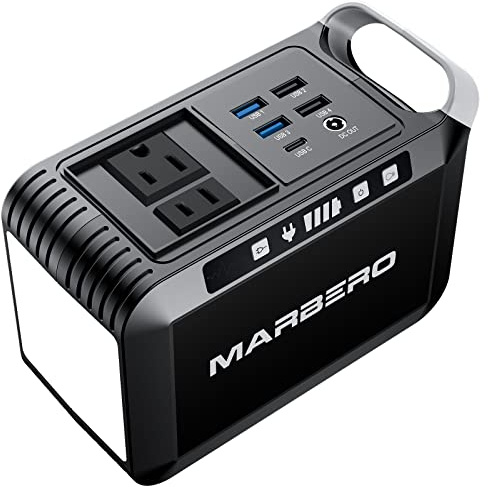 MARBERO Portable Power Bank with AC Outlet, Peak 120W/110V Portable Laptop Battery Bank, 24000mAh Charger Power Supply with AC Outlet, Power Station for Outdoor Camping Home Office Hurricane Emergency