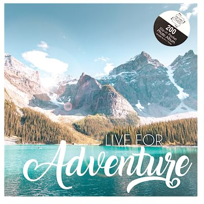 M1SS 'Live for Adventure' Photo Album 200 Slip-in Pockets of 6x4 Inch (10x15cm) Memo Writing Space/Section Next to Each Photograph Memories Picture Album Memory Book Photo Collection Travel Wedding
