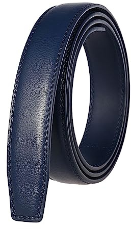NIUXICH 3.0cm largeur hommes/femmes ceintures en cuir sans boucles ceinture d'affaires homme sans tête de boucle automatique, 110cm