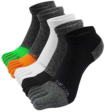 ZAKASA Tåstrumpor herr sneakers strumpor: Fem fingerstrumpor löparstrumpor män korta strumpor med tår bomull sportstrumpor andas