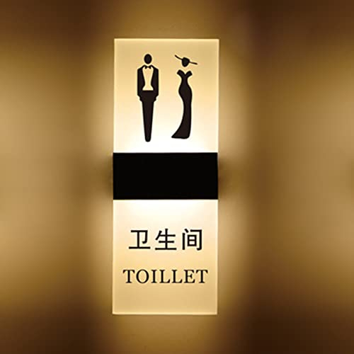 dcIustfHE Panneau de Toilettes Unisexe, Panneau Wc Des Toilettes Illuminées, Panneau de Salle Den En Acrylique Pour La Maison, Le Bureau, Le Restaurant, Le Bar, Le Décor de Lieu Public/C
