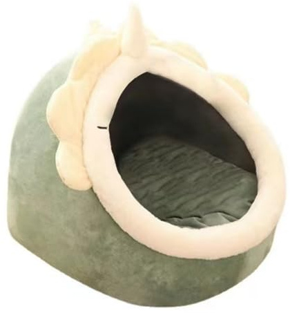 Cat Beds for Indoor Cats, Dinosaur Cat Cave with Semi-Enclosed Design & Removable Cushion, 40x38x34cm Cozy Pet House Bed for Cats and Small Dogs