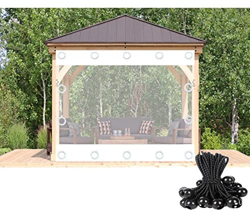IBOWZ PVC Lamellen Streifenvorhang Transparente wasserdichte PVC-Plane mit Ösen, Außenvorhänge, klare Plane für Garten, Pergola, individuell