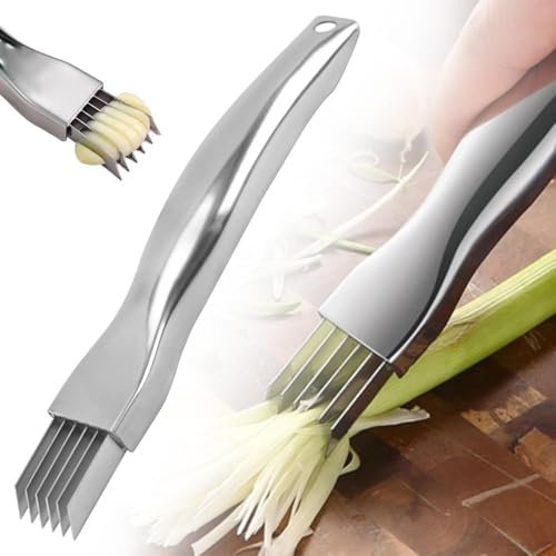 VAWSVOCS Shred Silk The Knife, couteau à oignon vert haché en acier inoxydable, Manuel Durable avec Couvercle de Protection, Outil de Cuisine Trancheur pour Oignons, Gingembre, Légumes