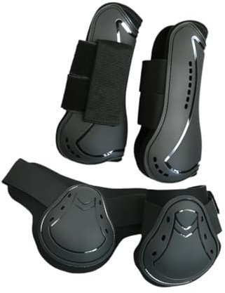 perfk 4X Pferdesehnengamaschen Pferdegamaschen Outdoor-Protektoren Bequeme tragbare Wraps Schutzausrüstung für die Leistung im Reitsport, L