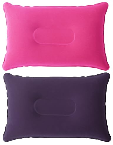 Inflatable Pillow, 2Pcs Blow up Pillow,Inflatable Pillows for Camping, Portable Ultra Light Air Camping Pillows for Adults Flocked Surface Cushion Neck Support for Travel Hiking Beach Outdoors Fishing