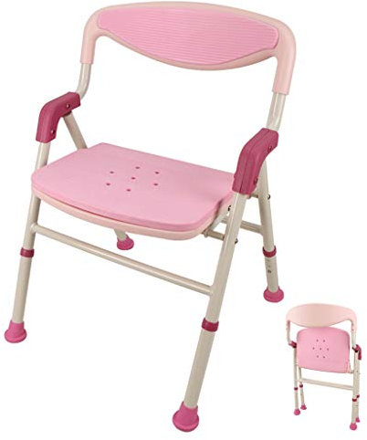 Silla de ducha plegable con asa de seguridad para discapacitados y ancianos, taburete ergonómico de plástico para bañera