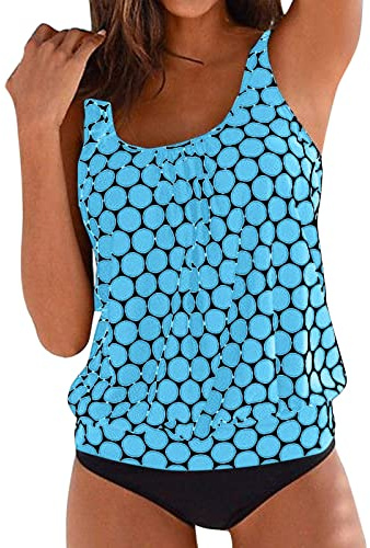 Tankini Set Kvinnor Hög Midja Push Up Tankini Två Delar Strandkläder Sommar Plus Size Baddräkter Kurviga Simning Baddräkt Dam Bukkontroll Pool Strand Toppar Och Shorts