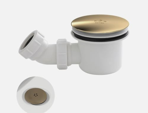 Housler Siphon de douche à profil bas en laiton brossé Turbo Flow – 90 mm facile à nettoyer