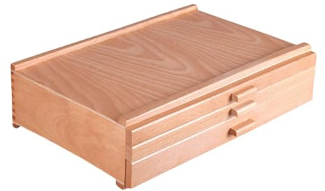 JISADER Caja de Almacenamiento de Madera para Suministros de Artista con 3 Cajones para Organizar Lápices, Pinceles Y Bolígrafos.