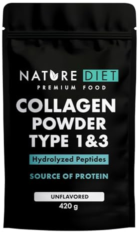 Nature Diet Premium Colágeno en Polvo Tipos 1 y 3 – Péptidos de Colágeno Hidrolizado, Suplemento de Proteína Sin Sabor, 420 g (42 porciones), Fácil de mezclar en café, batidos y yogur