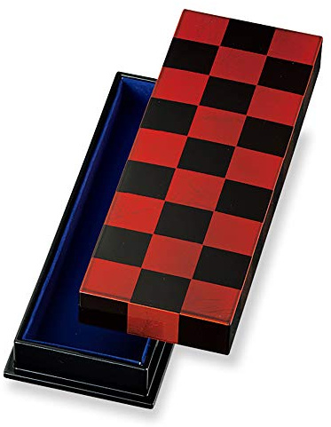 Mitani M16999-7 Yamanaka Lacquerware Storage Box, Red, 8.5 inches (21.7 cm), Yamanaka Coating, Foil Craft, Pen Box, Checkered White Bed