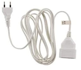 Zenitech Verlängerungskabel, 6 A, HO3VVH2F, 2 x 0,75, Weiß, 5 m