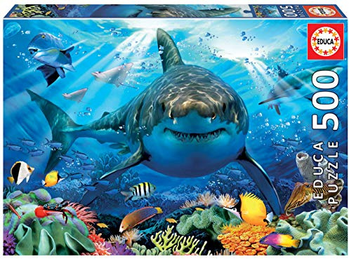 Educa - Puzzle da 500 pezzi per adulti e bambini | Squalo bianco | Misura: 48 x 34 cm | Da 11 anni (18478)