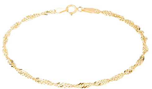 Ardeo Aurum Damen Armband aus 375 Gold Gelbgold Singapurkette 2,3 mm Breite und 19 cm Länge mit Federringverschluss