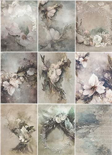 Zita´s Creative Rispapper A3 - Dream Flowers Collage. Motiv halmsilke, halmsidenpapper, decoupage-papper