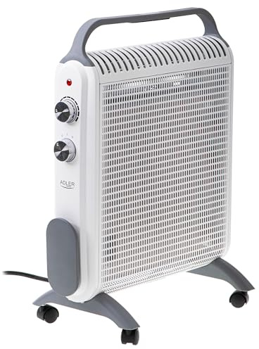 ADLER AD7750 Radiateur Électrique Convecteur, Chauffage d'appoint, Régulateur de Température, Thermostat pour Faible Consommation, Silencieux, Portable, 2 Niveaux de Puissance 1000W /2000W