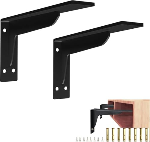 Quanerba Pack of 2 Heavy Duty Shelf Brackets, Wall Brackets for Shelves,Hinges 90 Degree, Triangle Shelf Support Outdoor, for Garage Home Kitchen (16in/40cm-Max Load 202lb/110kg)