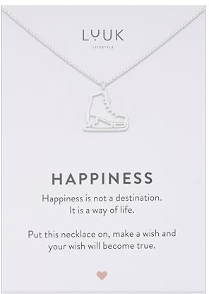 LUUK LIFESTYLE Collana con Ciondolo Diverso con carta HAPPINESS, 50cm | Ciondolo Diverso, Acciaio Inossidabile, Impermeabile, Ipoallergenico, Catena Regolabile, Idea Regali donna, Lei