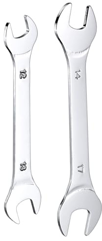 QUARKZMAN 2Pcs Clé à Fourche Double Extrémité Ouverte Clés Fines 12x13 / 14x17mm Métrique Clé Plate Ultra Fine et Petite, Polie Miroir, pour Réparation Automobile et Assemblage de Meubles