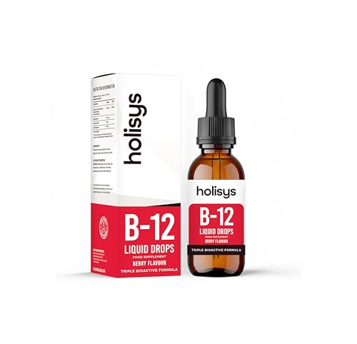 Holisys Vitamin B12 Drops 60ml – High Strength Methylcobalamin B12 Liquid Drops – Fast Absorbing Vegan Vitamin B12 Supplement for Energy, Focus & Nervous System Support – Berry Flavour