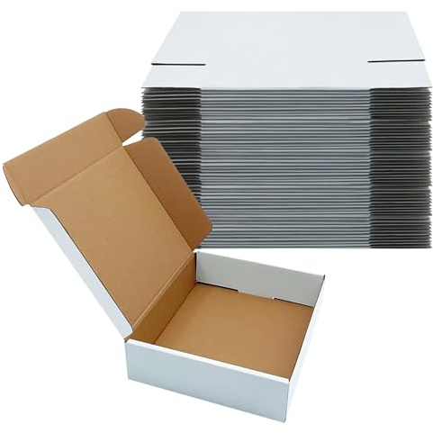 White Shipping Boxes 9x7x2 inch 25 Pack,Corrugated Boxes Mailer Packaging for Mailing Small Business，E-Commerce Gift Boxes for Wrapping Present Moving Storage Heavy Duty Recycled Cardboard Boxes