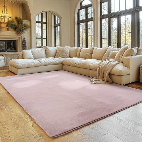 SIMPEX Alfombra Rosa 120x160 cm Alfombra de Pelo Corto Lavable, Antideslizante y Suave, Diseño Monocromático Moderno para Sala, Dormitorio, Cocina y Habitación Infantil