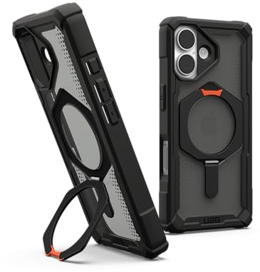 URBAN ARMOR GEAR Plasma XTE Case für Apple iPhone 17 Kickstand Hülle (Wireless Charging/magnetisches Aufladen, Handyhülle aufstellbar, 6 Meter Fallschutz) schwarz/pop orange