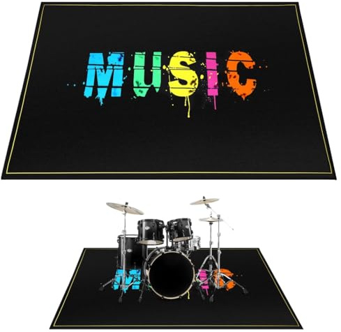 Skdqiee Drum Rug, Drum Mat, Electrical Drum Carpet Soundproof Rug Pads Drum Accessories for Electric Drums Jazz Drum Set, Gift for Drummers, Drum Accessories, 47 x 63