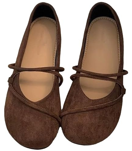 Ballerines orthopédiques Mary Jane en daim pour femme, style décontracté, vintage, confortable, à bout rond, chaussures de marche habillées