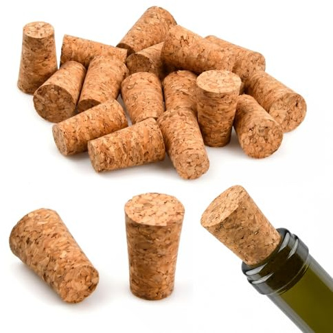 20 Pcs Natural Wood Corks for Craft, 22x17x35mm | Tapered Cork Stoppers Replacement, Leakproof Wine Bottle Corks Plugs for Wine Beer Liquor Bottles, DIY Crafts Decoration