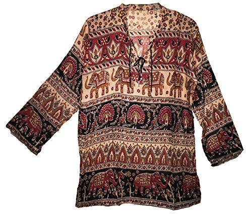 JNB Indian Vintage Cotton Top Dress Blouse Women Hippie Blusa Ethnic Boho