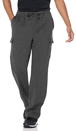 Amazon Essentials Pantalón Deportivo de Forro Polar Tipo Cargo para Hombre, Color carbón Jaspeado, Talla L