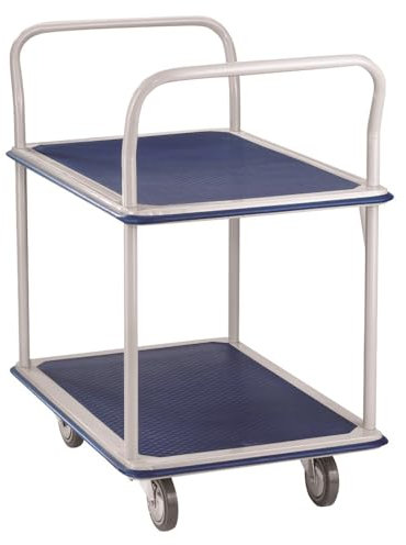 Safetool Wonday Manutention Chariot double plateaux capacité 250 kg 725 x 465 mm Gris clair/Bleu