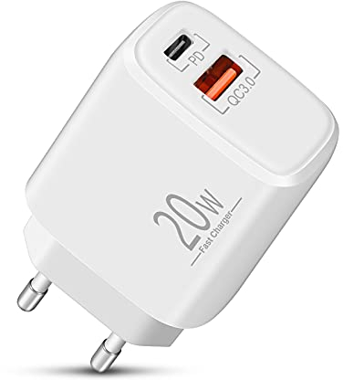 USB C Netzteil Ladegerät für Apples iPhone 17 Pro Max 17 Air 16 15 14 13 12 11 Plus 16e SE XS XR, iPad Pro Air Mini, 20W 2-Port USBC Stecker PD/QC Power Adapter Schnellladegerät Ladestecker